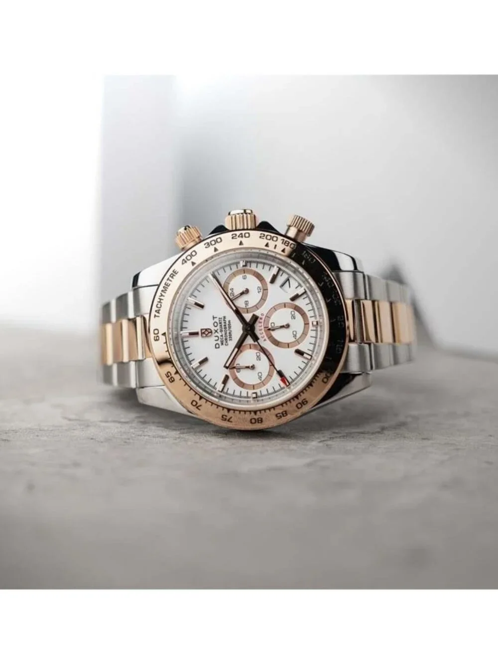 NWT Duxot Accelero Chronograph Tachymeter White Dial Men's Watch